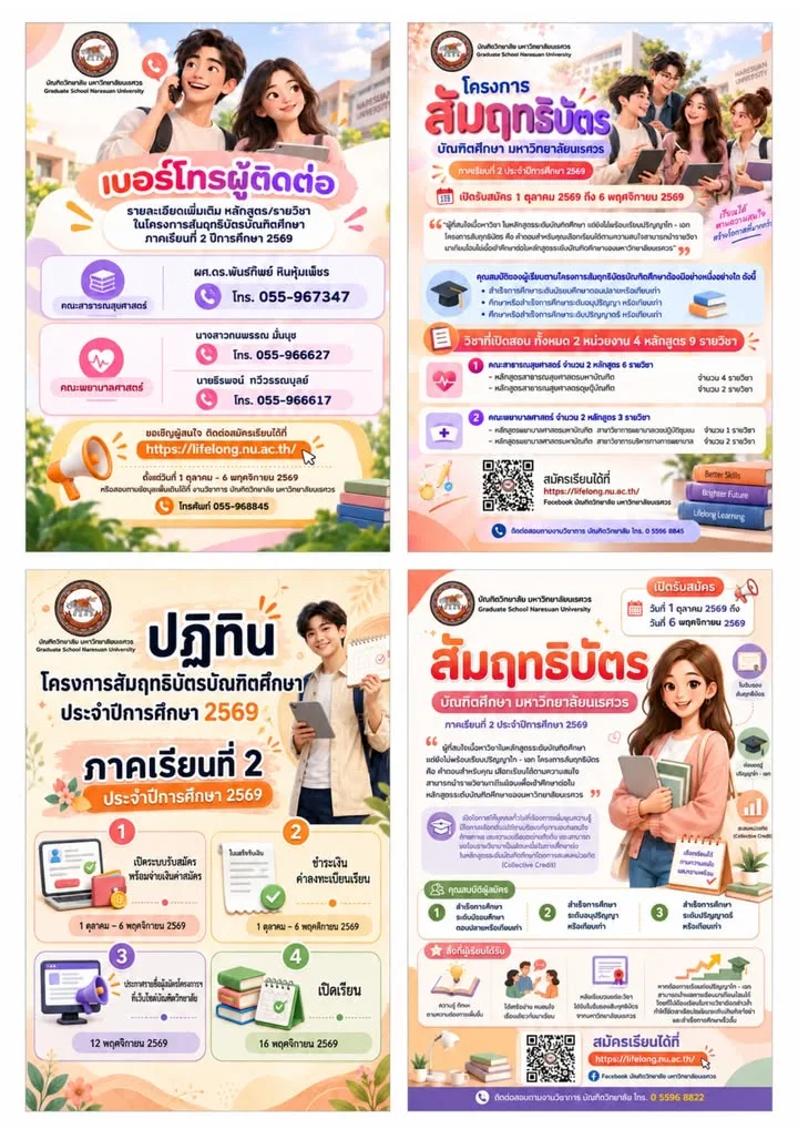 ขอเชิญสมัครเรียนโครงการสัมฤทธิบัตรบัณฑิตศึกษา ภาคเรียนที่ 2 ประจำปีการศึกษา 2569